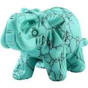 Hand-Carved Natural Green Turquoise Elephant