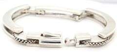 925 Sterling silver bar and breaded link bracelet