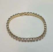 14 Kt Yellow Gold Plated VVs1 37 Individual Princess Cut Lab Simulated Diamond Tennis Bracelet.
