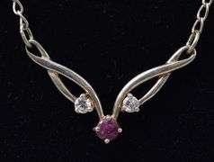 Ruby and CZ Gemstone Pendant Necklace in Sterling Silver