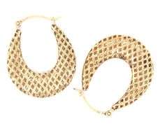 10kt Yellow gold woven oval earrings