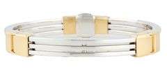 Gents Baraka Double Row Two Tone Hinged Bangle Bracelet in 18K
