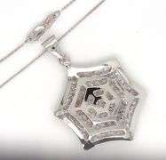 18kt White gold Spider web pendant on chain