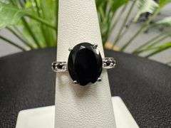 Sterling Silver Black Onyx Gemstone Ring Size 6