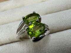 Sterling Silver Genuine Natural Peridot Gemstone Ring Size 6