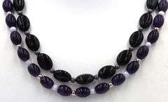 Lot of 2 Amethyst and black onyx necklaces