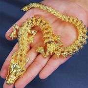 Lot of 2 Articulated Golden Brass Dragons