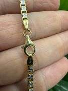 Italian Sterling Silver 925 Fancy Two Tone Diamond Cut Box Chain 16" Necklace 24k Gold Plating