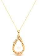 14kt Yellow gold pear mabe pearl and diamond accent enhancer pendant on chain