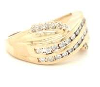 10kt Yellow gold crossover diamond band