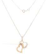 18kt two tone gold heart shaped diamond pendant on chain