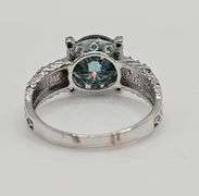 14 K White Gold Plate 3.05 Ct Emerald Green VVs1 Fire Moissanite Ring