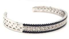 925 Sterling silver sapphire and diamond cuff bangle