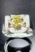 Men's Huge Sparkling 3.45 Ct Fire Moissanite Ring