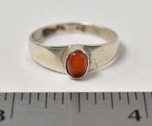 Carnelian Gemstone Ring in Sterling Silver
