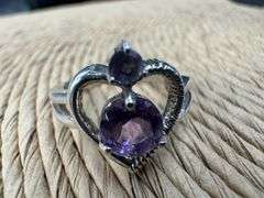 Sterling Silver Genuine Natural Amethyst Gemstone Ring Size 6