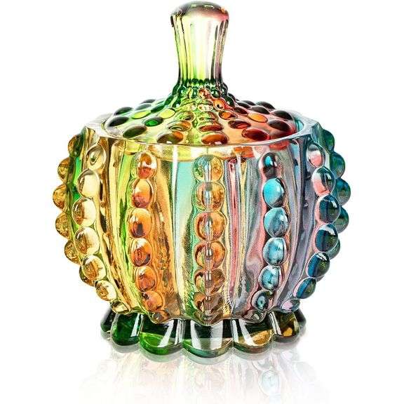 Embossed Crystal Glass Jar with Lid