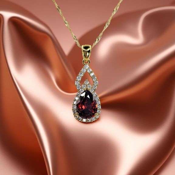 18 Kt Yellow Gold Plate Rare Red Sapphire Lab Simulated 4 Piece Jewelry Set