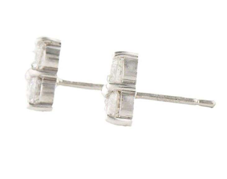 Platinum 1.65ctw Round Diamond Three Stone Stud Earrings