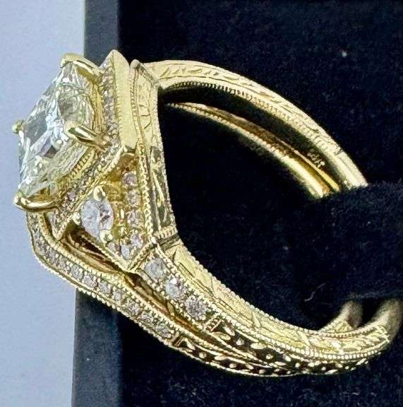 14K Yellow Gold Princess Cut Diamond Ring Set