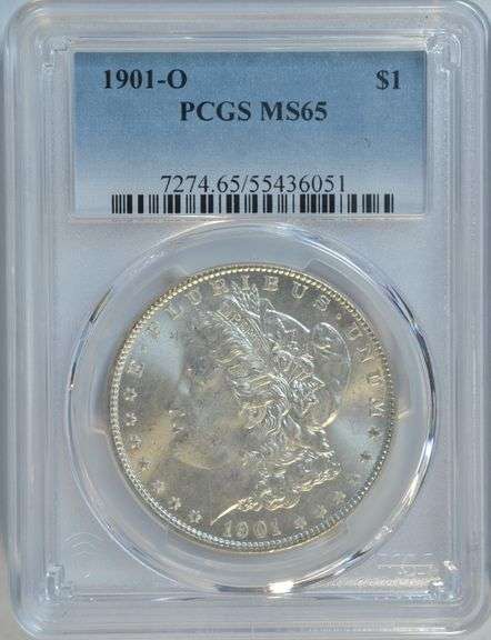 Blazing-white solid Gem BU 1901-O Morgan Silver Dollar. PCGS MS65