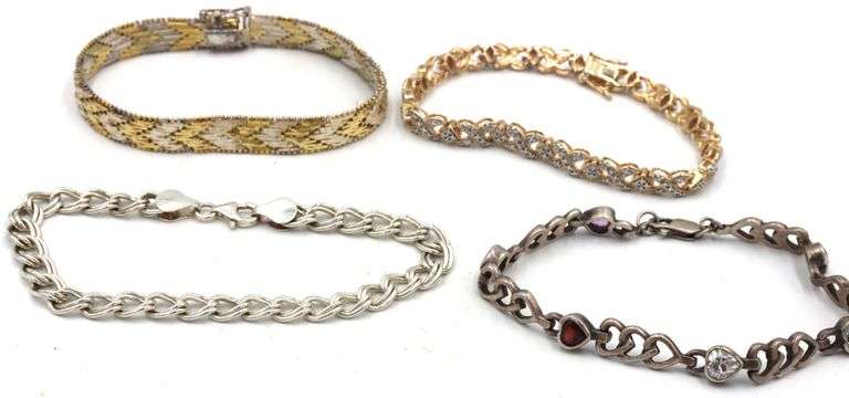 Group lot of 4 Vintage 925 sterling silver bracelets