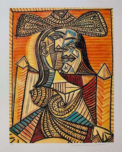 Collectible Pencil Numbered Pablo Picasso, Woman In Hat