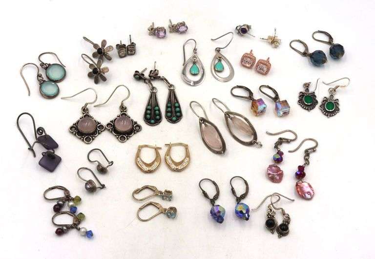 Group lot of vintage 925 sterling silver earrings