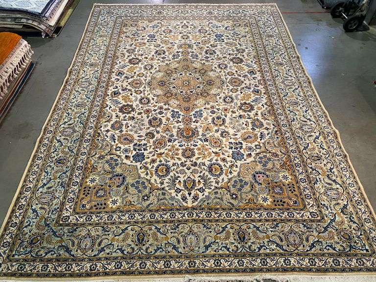Authentic Antique Persian Kashan  silk and wool rug 10x14.5