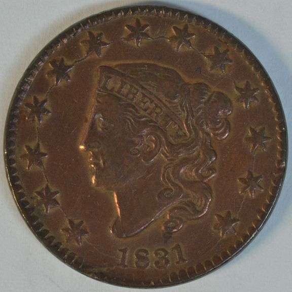 Colorful 1831 Coronet Head Large Cent in XF/AU