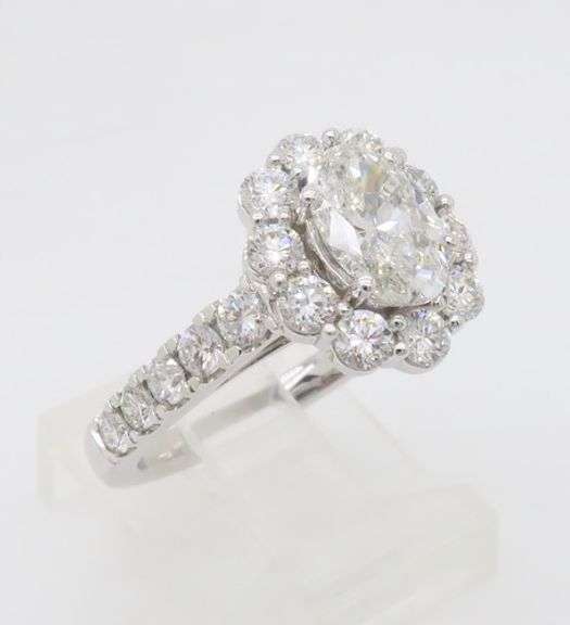 2.12CTW Certified Oval Halo Lab Grown Diamond Ring
