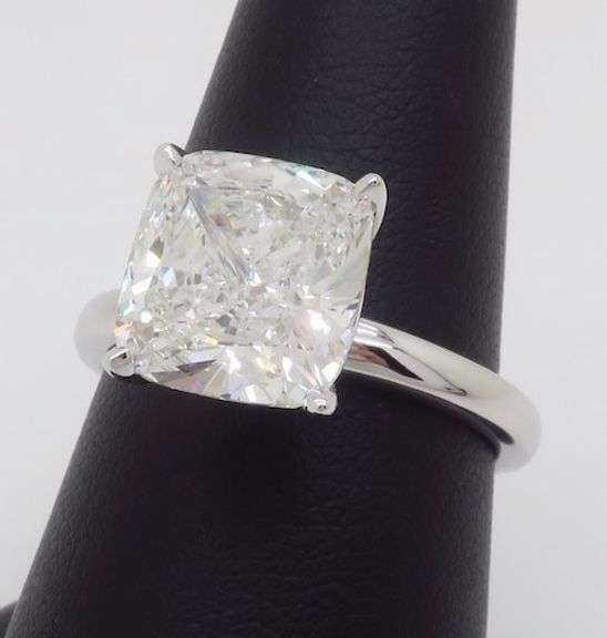 Stunning 4.42ct Cushion Cut Lab Grown Diamond Solitaire Ring