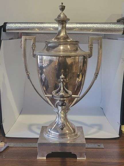 "Exquisite Antique English Sterling Silver Urn Samovar - 9x9x17 Inches, 2042 Grams"