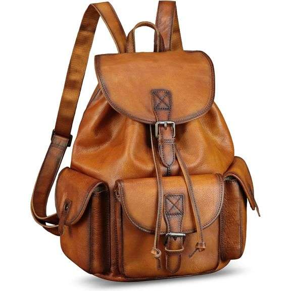 Genuine Leather Vintage-Style Backpack