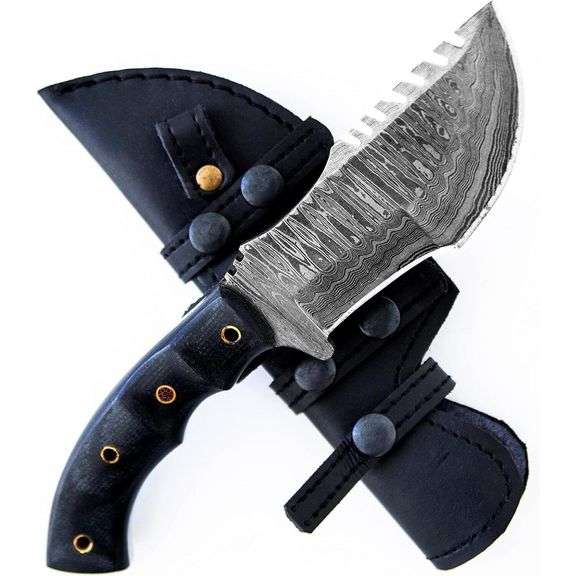 Damascus Steel Tracker Knife Walnut Handle