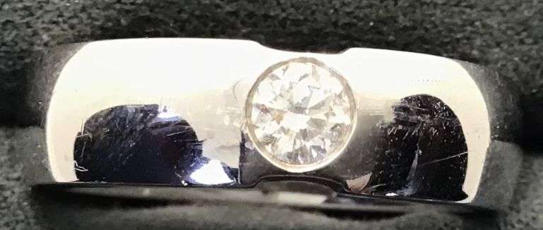 MEN’S 14K WHITE GOLD ROUND DIAMOND WEDDING BAND