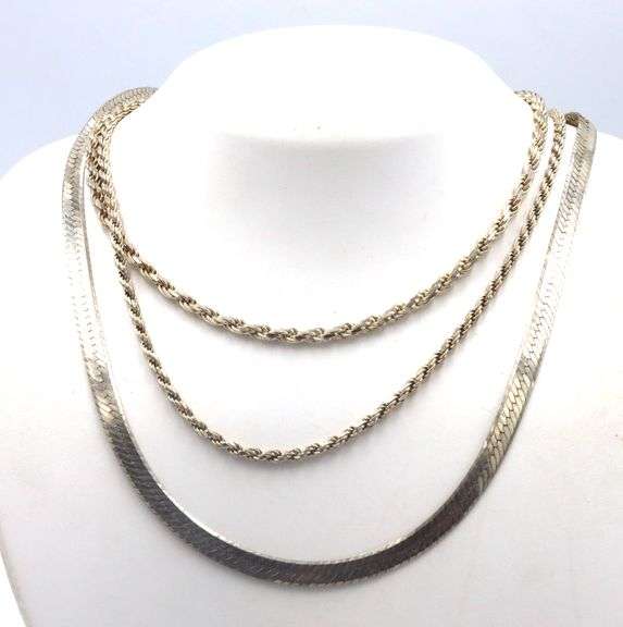 Group lot of 3 Vintage 925 sterling silver necklaces