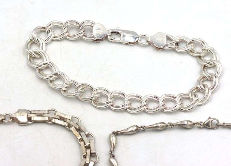 Group lot of 3 Vintage 925 sterling silver bracelets