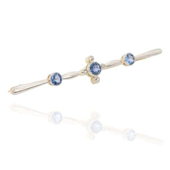 14k (585) Yellow and White Gold Natural Sapphire and Diamond Pendant
