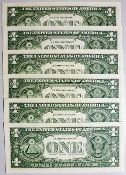 (6) Superb Crisp 2021 $1 Star Notes Boston Consecutive Low Print Run!