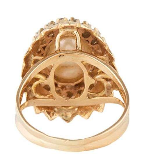 Baroque Pearl and 0.55ctw Diamond Frame Cocktail Ring in 18K