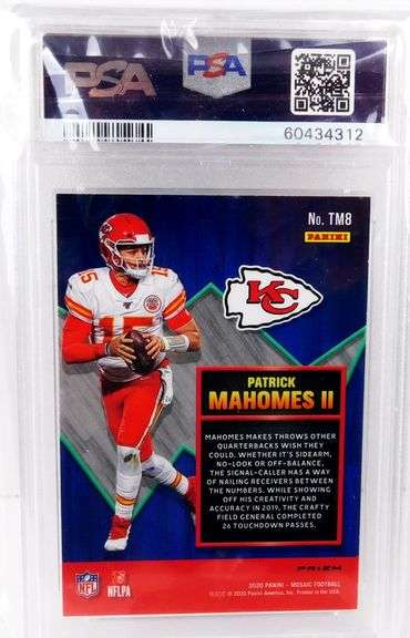 Patrick Mahomes II 2020 Green Mosaic Football Card, Gem 10