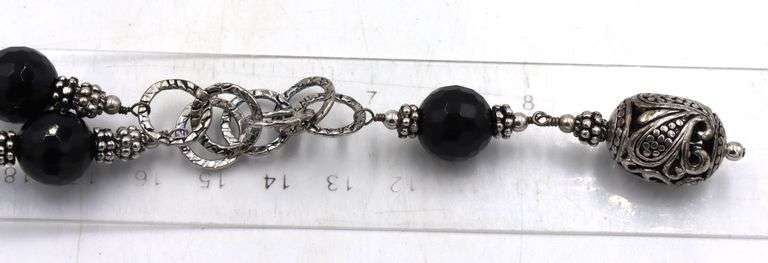 925 Sterling silver black onyx lariat necklace