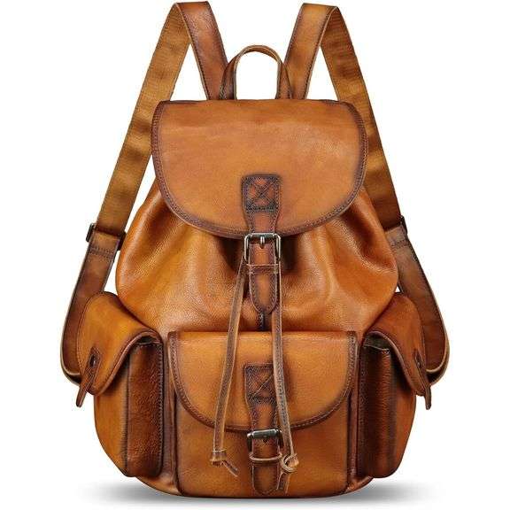 Genuine Leather Vintage-Style Backpack