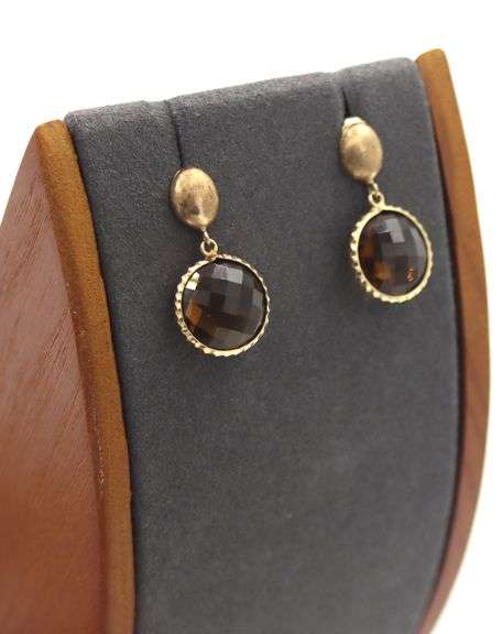 14kt Yellow gold Smoky Quartz Dangle Earrings