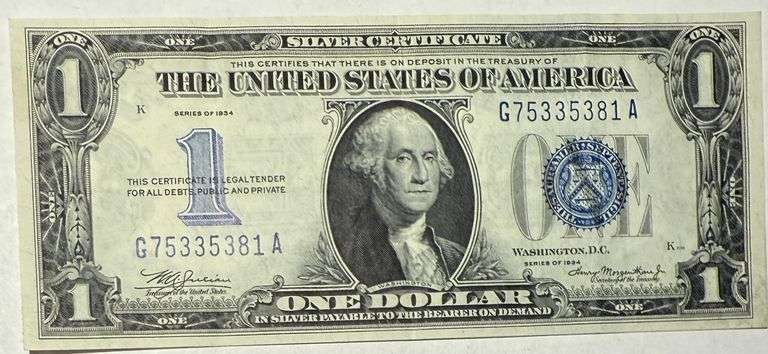 $1 1934 Funny Back Silver Certificate