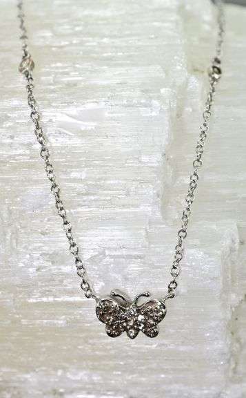 Sweet 14K White Gold Diamond Station Necklace