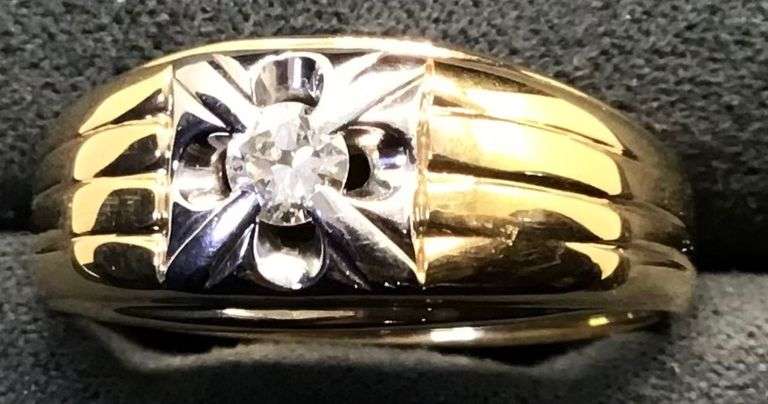 MEN’S 14K YELLOW GOLD NATURAL DIAMOND WEDDING BAND