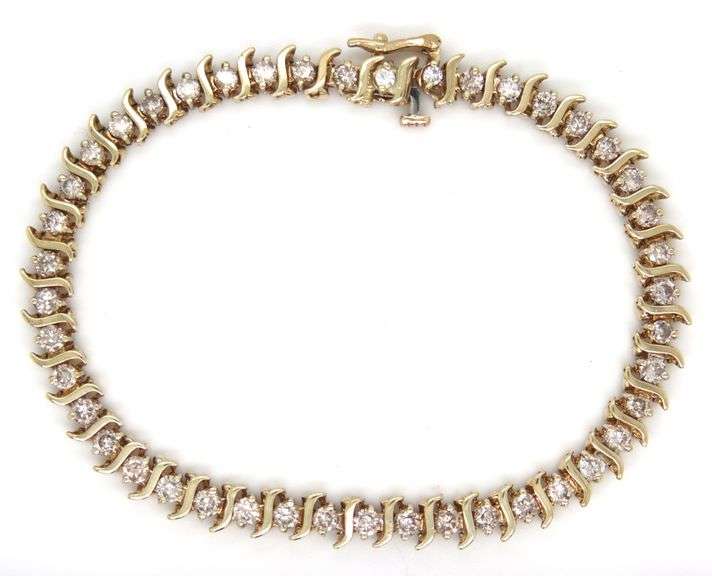 14kt Yellow gold 3.05ctw diamond S tennis bracelet
