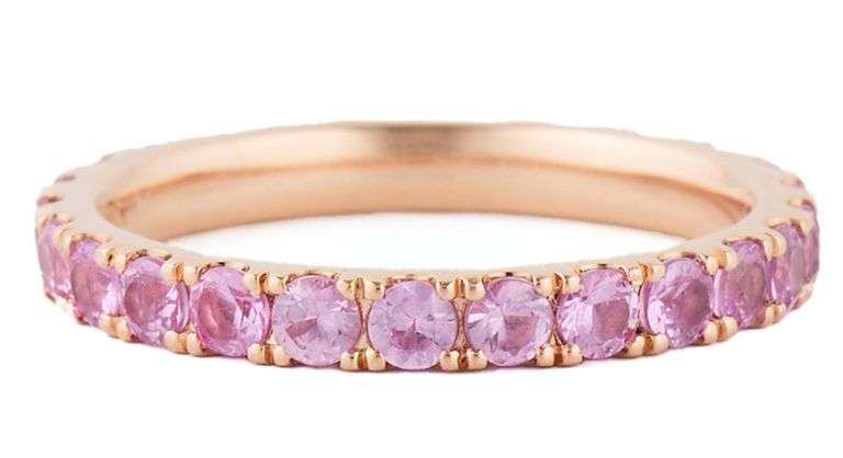 14kt Rose gold 1.85ctw Pink Sapphire Eternity Band Ring